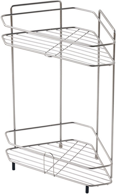 퓨어셀 올스텐 수평 조절 욕실 코너 선반 2단, 실버, 1개