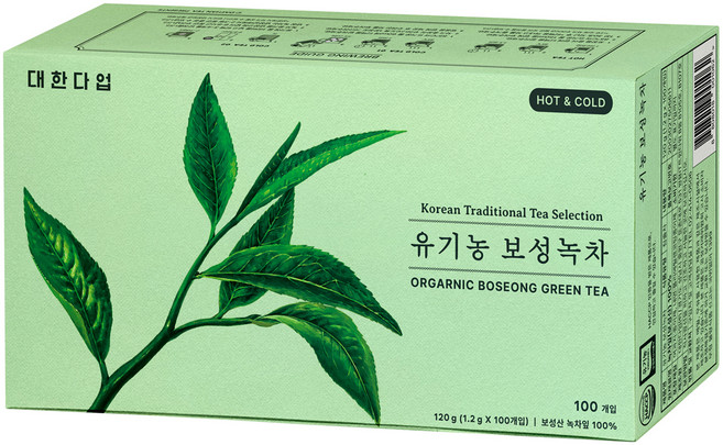 대한다업 유기농 보성녹차, 1.2g, 1개, 100개입