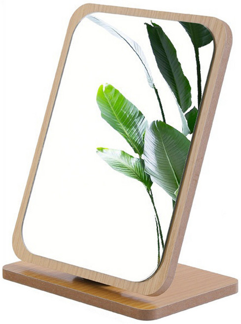 므뮤 목재 탁상용 스탠드업 접이식 테이블 HD 탁상거울, 스퀘어