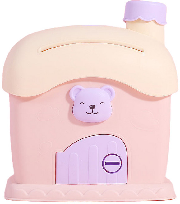 므뮤 곰돌이 지폐 동전 열쇠 저금통 + 스티커 세트, 핑크 베이지(저금통), 랜덤발송(스티커), 1세트