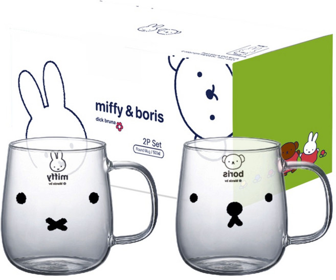 에지리 미피 앤 보리스 라운드 머그컵 2p 500ml, 혼합색상, 1세트