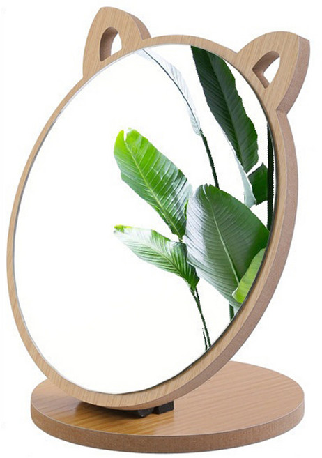 므뮤 목재 탁상용 스탠드업 접이식 테이블 HD 탁상거울, 고양이귀