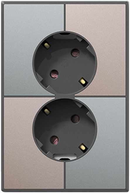 틸인스 2구 45도 접지 콘센트 그린베이지 + 다크그레이, 1개