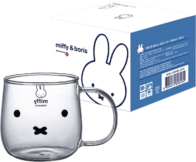 에지리 내열유리 머그 380ml, 1개, 미피