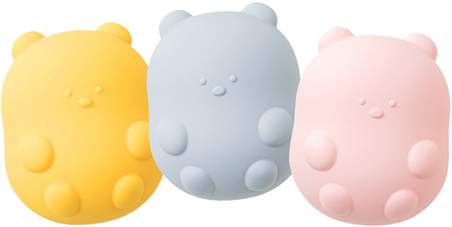 바잇미 강아지 젤리곰 노즈워크볼 장난감 3종 세트, 핑크, 옐로우, 스카이블루, 1세트