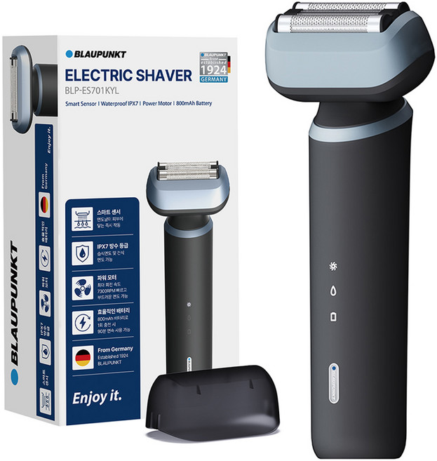블라우풍트 IPX7 방수 LED 스마트센서 플로팅 3in1 전기면도기, BLP-ES701KYL, 네이비