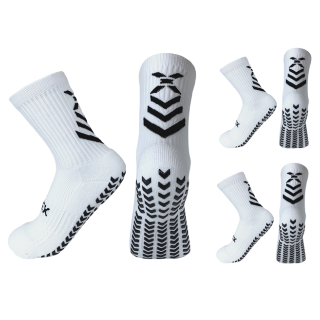HnEx 논슬립 등산 축구 풋살 쿠션 스포츠 양말, 화이트, 3개