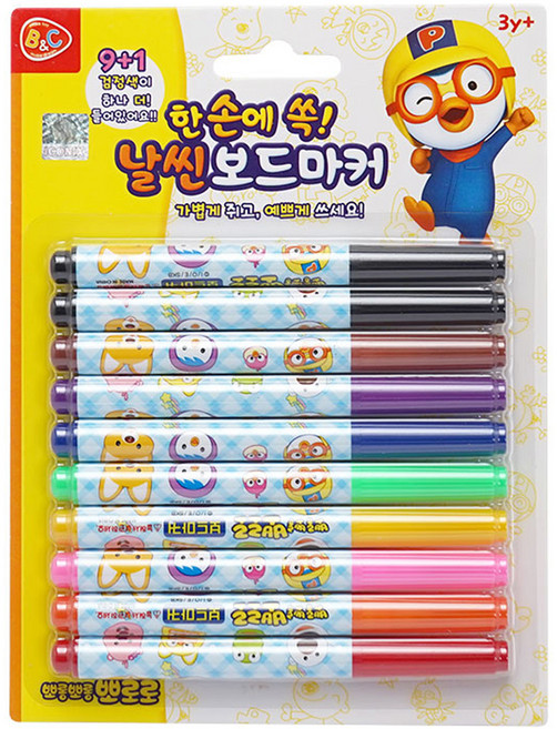 비앤씨 한 손에 쏙 뽀로로 날씬 보드마커, 혼합색상, 1개