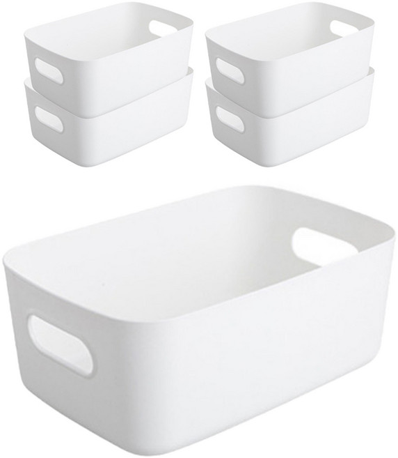 끌레르비 다용도 수납 바스켓 M, 화이트, 5개