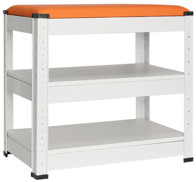 HICKIES 鐵製框架玄關穿鞋椅鞋櫃, 橘色, 2層