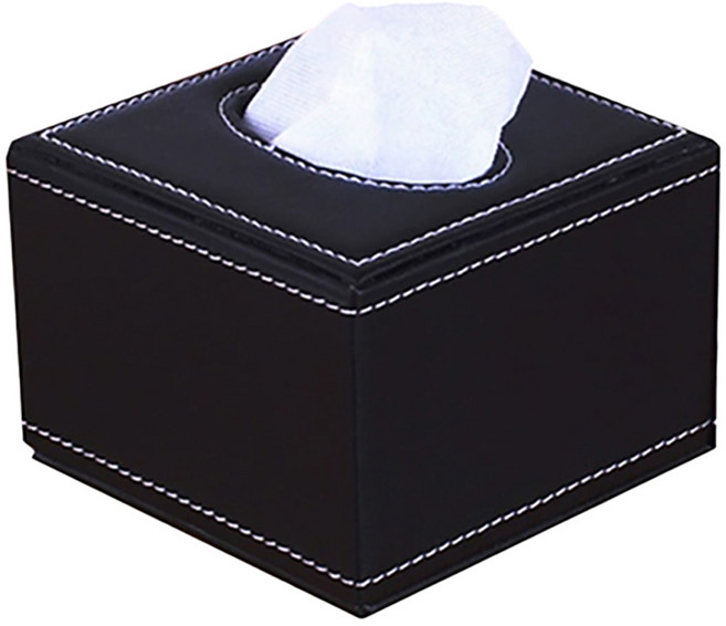 코히모 인조가죽 정사각 티슈 케이스 5W0051, 블랙