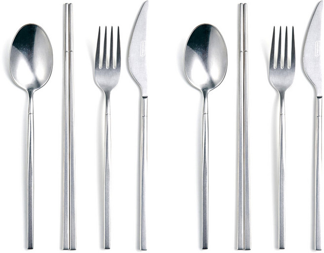 세라토가 시엘로 스톤워시 커트러리 4종 2인 세트, 테이블스푼 2p + 테이블포크 2p + 테이블나이프 2p + 젓가락 2p, 1세트