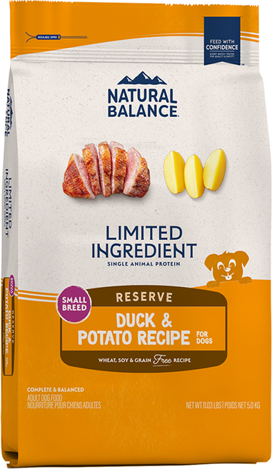 내추럴발란스 어덜트 강아지 LI 리저브 그레인프리 스몰브리드 레시피 건식사료, 오리+감자, 5kg, 1개
