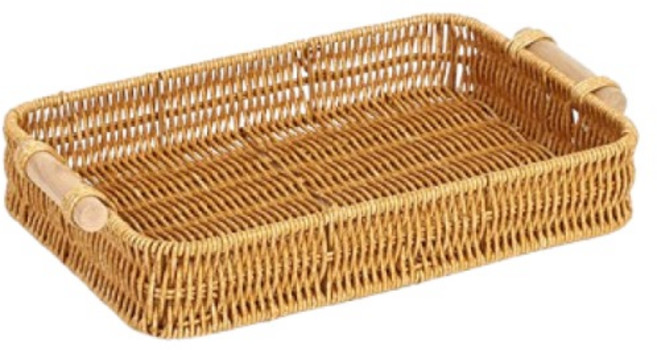 데일블룸 직사각형 손잡이 모조 등나무바구니, 브라운, 1개