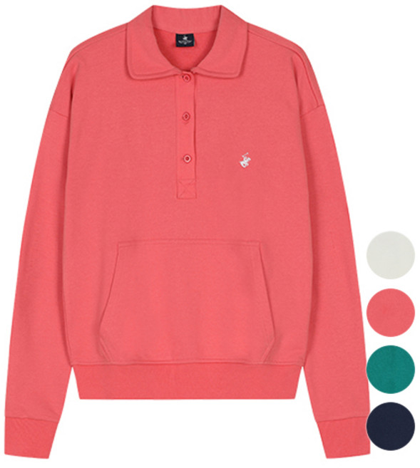 비버리힐스폴로클럽 여성용 자수로고 카라 맨투맨