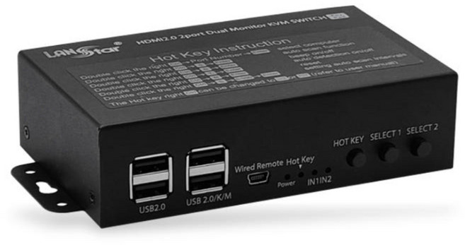 랜스타 스위치 HDMI2.0 듀얼 모니터 화면 출력 무전원 KVM