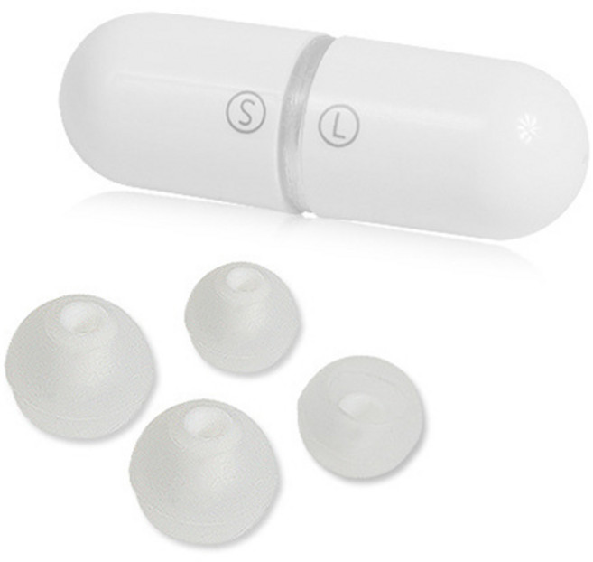 히키스 이어폰 음질 증가 실리콘 이어팁 양쪽착용 2p 세트, B-CAPSULE-AC, 화이트, 1세트