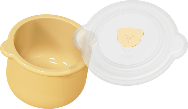 폴레드 아동용 키친 도자기 유식 용기 찜기 + 뚜껑 세트, 1세트, 치즈옐로우, 250ml