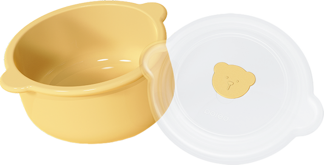 폴레드 아동용 키친 도자기 유식 용기 찜기 + 뚜껑 세트, 1세트, 치즈옐로우, 400ml