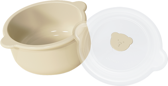 폴레드 아동용 키친 도자기 유식 용기 찜기 + 뚜껑 세트, 1세트, 버터크림, 400ml