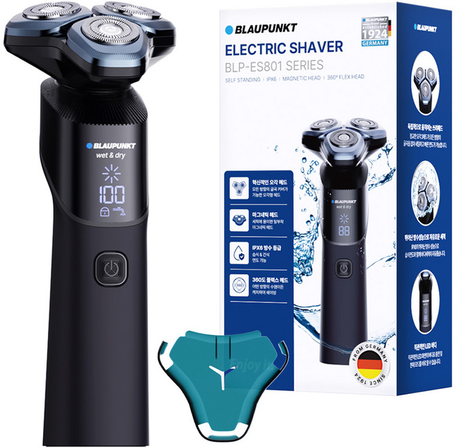블라우풍트 IPX6 방수 LED 셀프스탠딩 3헤드 전기면도기, BLP-ES801NBT, 블랙