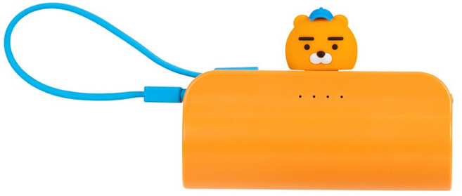 카카오프렌즈 볼캡 도킹형 20W 고속충전 보조배터리 5000mAh 애플8핀, 라이언, 단일상품(8핀)