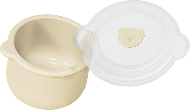 폴레드 아동용 키친 도자기 유식 용기 찜기 + 뚜껑 세트, 1세트, 버터크림, 250ml