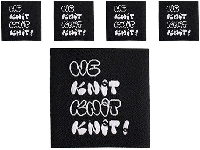 yarna We knit 정사각 페브릭 라벨, 블랙, 5개