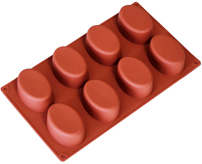 베스톰 계란빵 오발 실리콘몰드 8구, 브라운, 1개