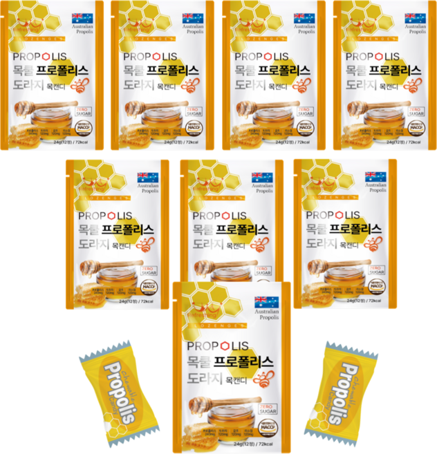 에스엠바이오 목쿨 프로폴리스 도라지 목캔디 12p, 8개, 24g