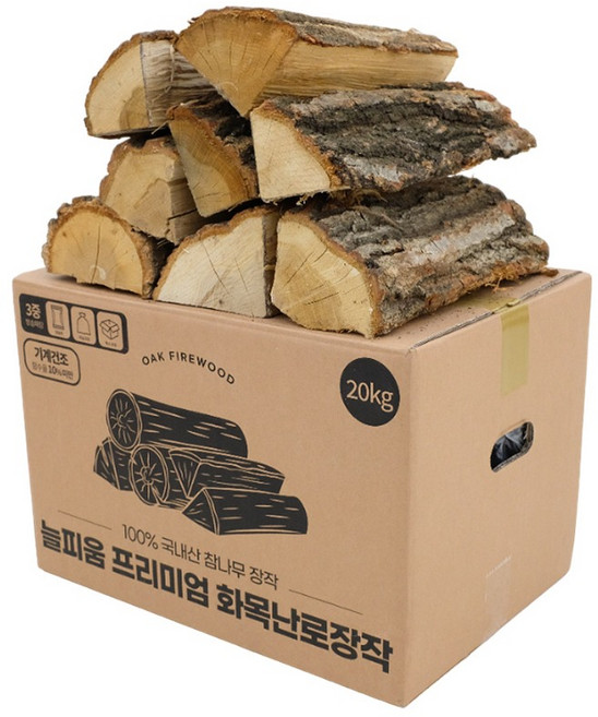 늘피움 프리미엄 화목난로장작 CE563, 20kg, 1개