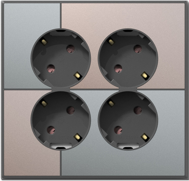 틸인스 접지 콘센트 4구 45도 그린베이지 + 프레임 다크그레이, 1개