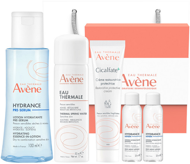 아벤느 수분 진정 스킨 케어 미스트 + 토너 + 크림 + 로션 2p + 쇼핑백 세트, 1세트