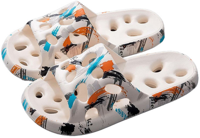 몬드스팟 미끄럼방지 물빠짐 스케치 욕실 슬리퍼 YY57445, 화이트, 1개