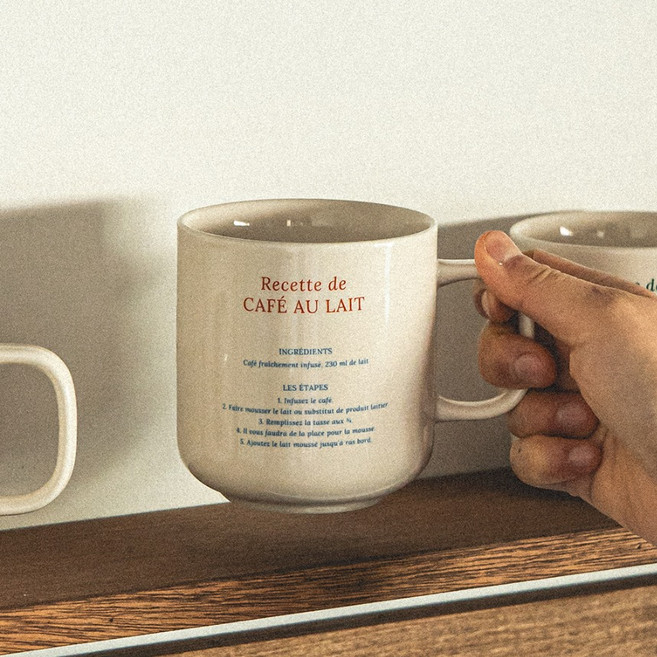 라세라미끄 레시피 레터링 빈티지 머그컵 380ml, 칠리레드, 1개