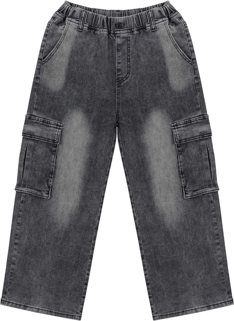 제이씨비 주니어 스트레이트핏 카고 워시드 데님 팬츠 U103