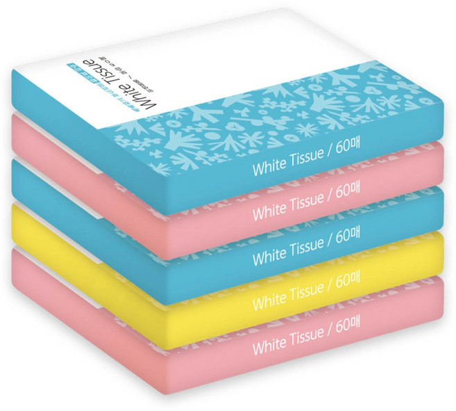 하얀티슈 3겹 로션 여행용 티슈 랜덤발송, 60개입, 5개
