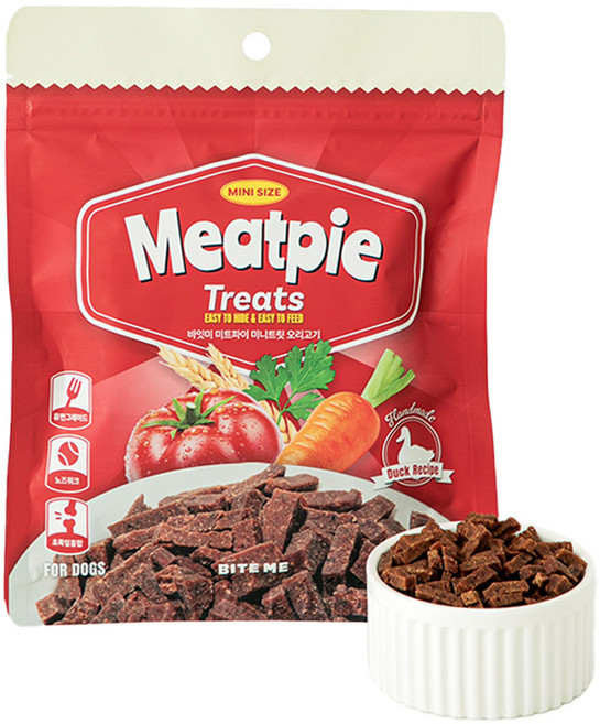 바잇미 강아지 미트파이 노즈워크 초미니 트릿, 60g, 1개, 오리고기