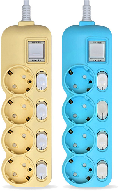 에코파워탭 국내 제조 개별 과부하차단 멀티탭 4구 2종 세트, 크림바닐라 + 블루슈팅스타, 1세트, 1m