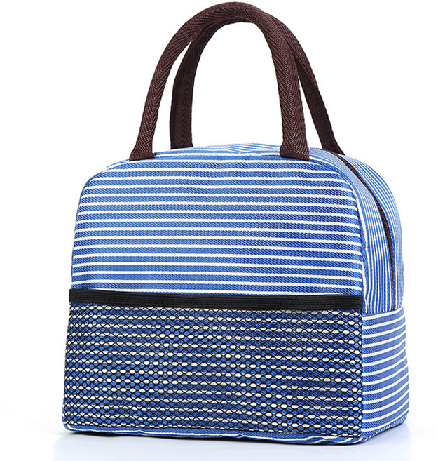 비투윈 빈벅 도시락 가방 2단 수납, 블루 스트라이프, 1개