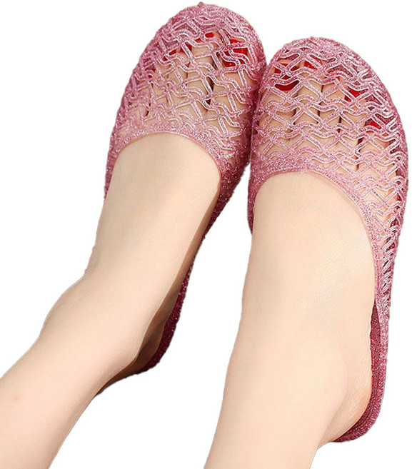 몬드스팟 여성용 젤리 PVC 글리터 이쁜 욕실 사무실 슬리퍼 YY57737, 핑크, 1개