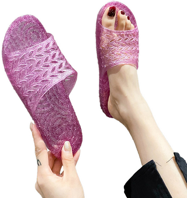 몬드스팟 PVC 글리터 젤리 욕실 사무실 슬리퍼 YY57741, 핑크, 1개