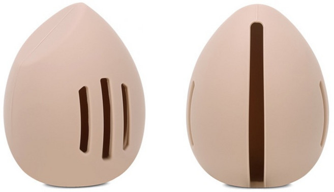 해피위더스 휴대용 실리콘 물방울 똥퍼프 케이스, 2개, 베이지