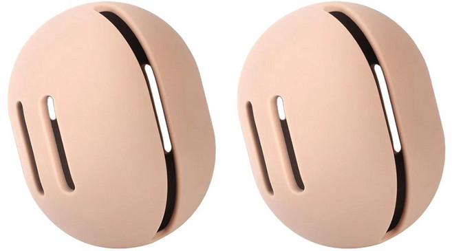 해피위더스 휴대용 실리콘 스펀지 퍼프 케이스, 2개, 베이지