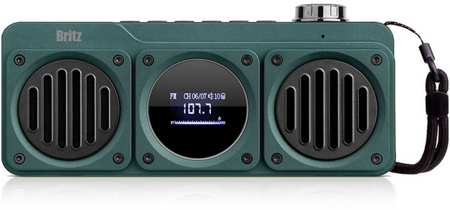 브리츠 FM라디오 휴대용 블루투스 V5.3 스피커, BZ-LV2200, 메탈그린