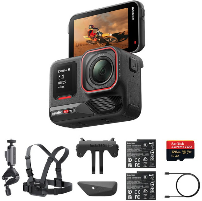 듀얼 배터리 자전거 번들 액션캠 Ace Pro 2, 블랙