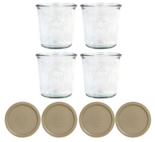 WECK 몰드 742 유리병 + PE 뚜껑 베이지, 580ml, 4개