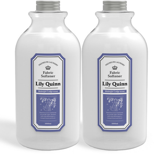 릴리퀸 프리미엄 섬유유연제 미드나잇로지 본품, 1L, 2개