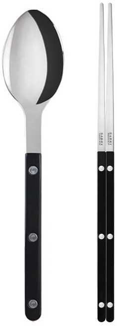 사브르 비스트로 샤이니 솔리드 수저세트, 블랙, 디너스푼 + 젓가락, 1세트