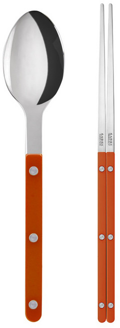 사브르 비스트로 샤이니 솔리드 수저세트, 오렌지, 디너스푼 + 젓가락, 1세트